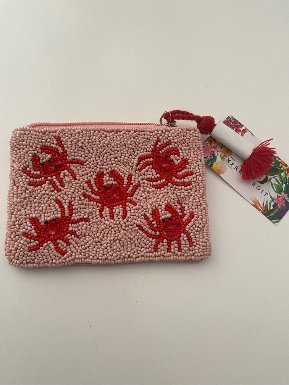 Beaded Crab Coin Purse | Coastal Zip Pouch